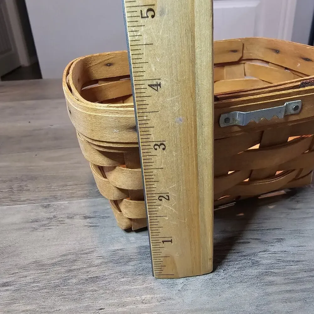 Vintage Longaberger Small Basket Handwoven Brown Rectangle Wood Signed 1994